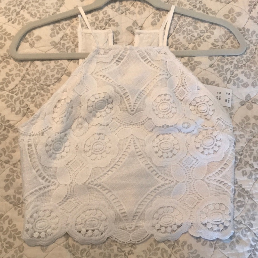 Lace white crop top